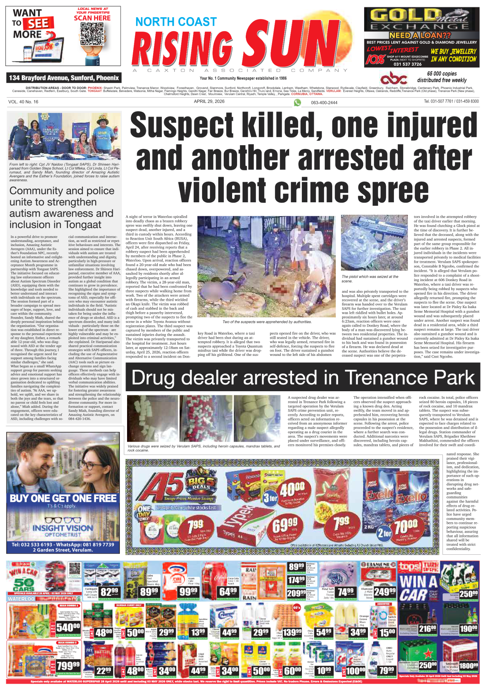 North Coast Rising Sun E-Paper, April 29, 2026 page 1