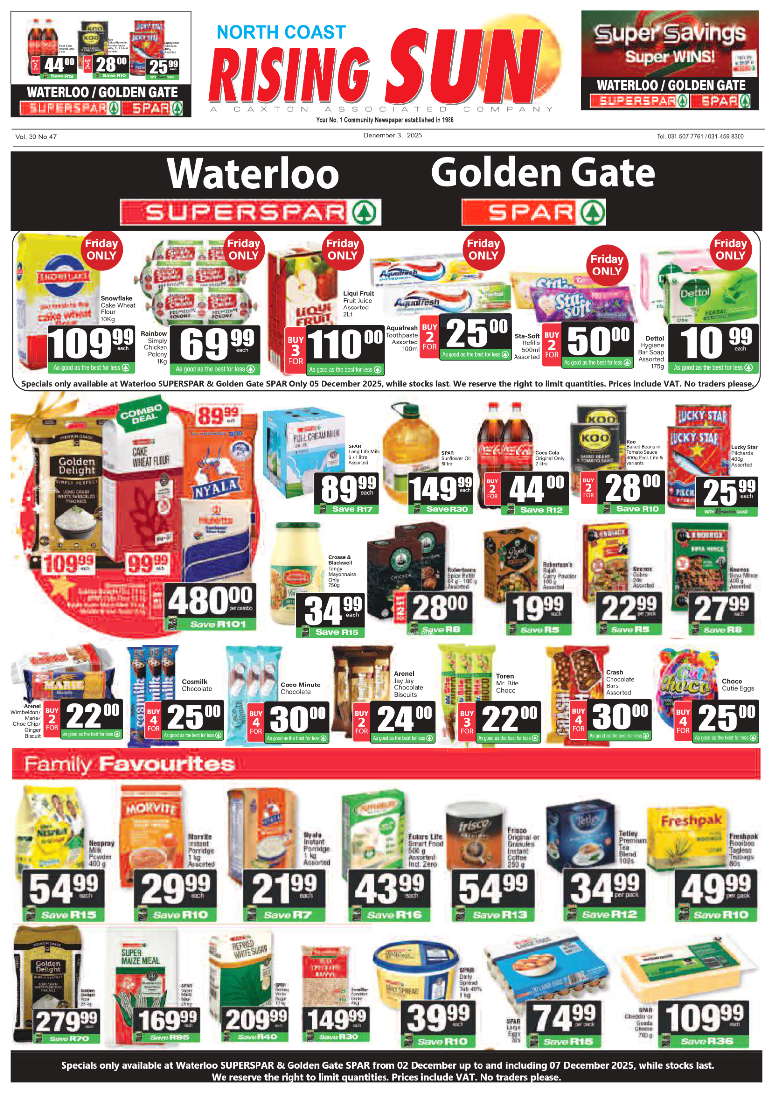 North Coast Rising Sun E-Paper, December 3, 2025 page 1