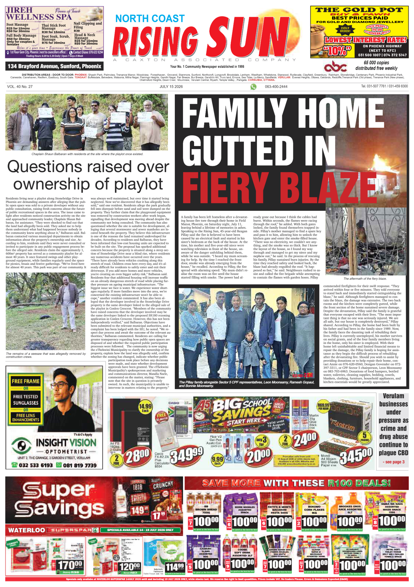 North Coast Rising Sun E-Paper, July 15, 2026 page 1