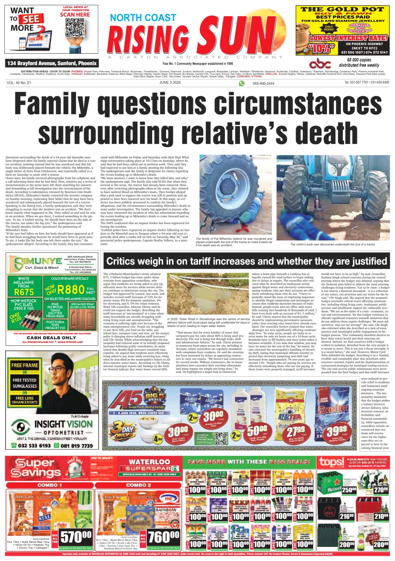 North Coast Rising Sun E-Paper, June 3, 2026 page 1