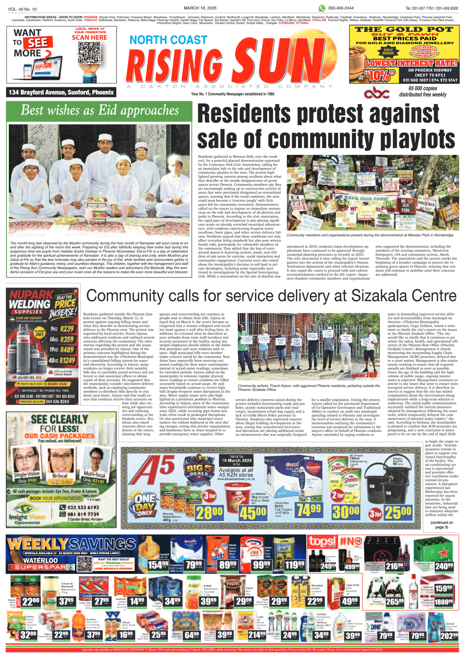 North Coast Rising Sun E-Paper, March 18, 2026 page 1