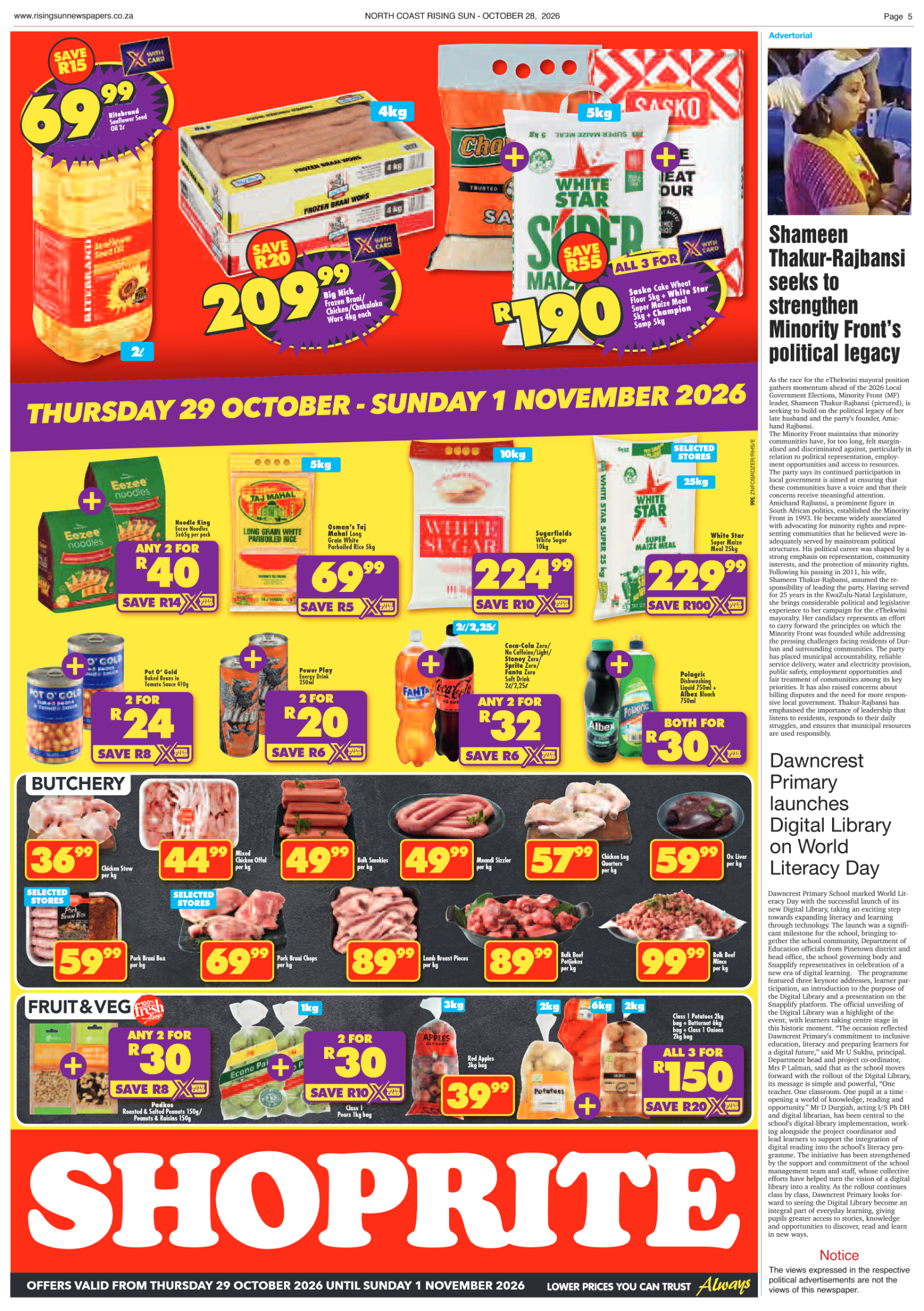 North Coast Rising Sun E-Paper, October 28, 2026 | Rising Sun Newspapers